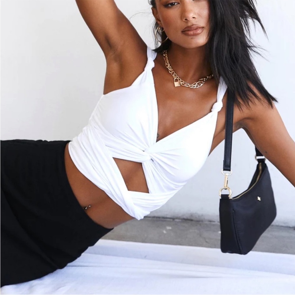 Lioness White Crop Tie Top